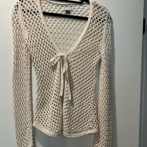 American Eagle Cream Crochet Cardigan